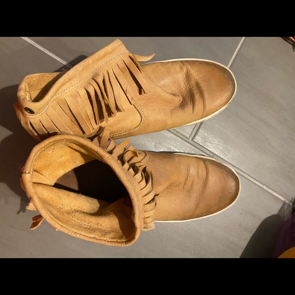 Free People leather fringe sneaker
